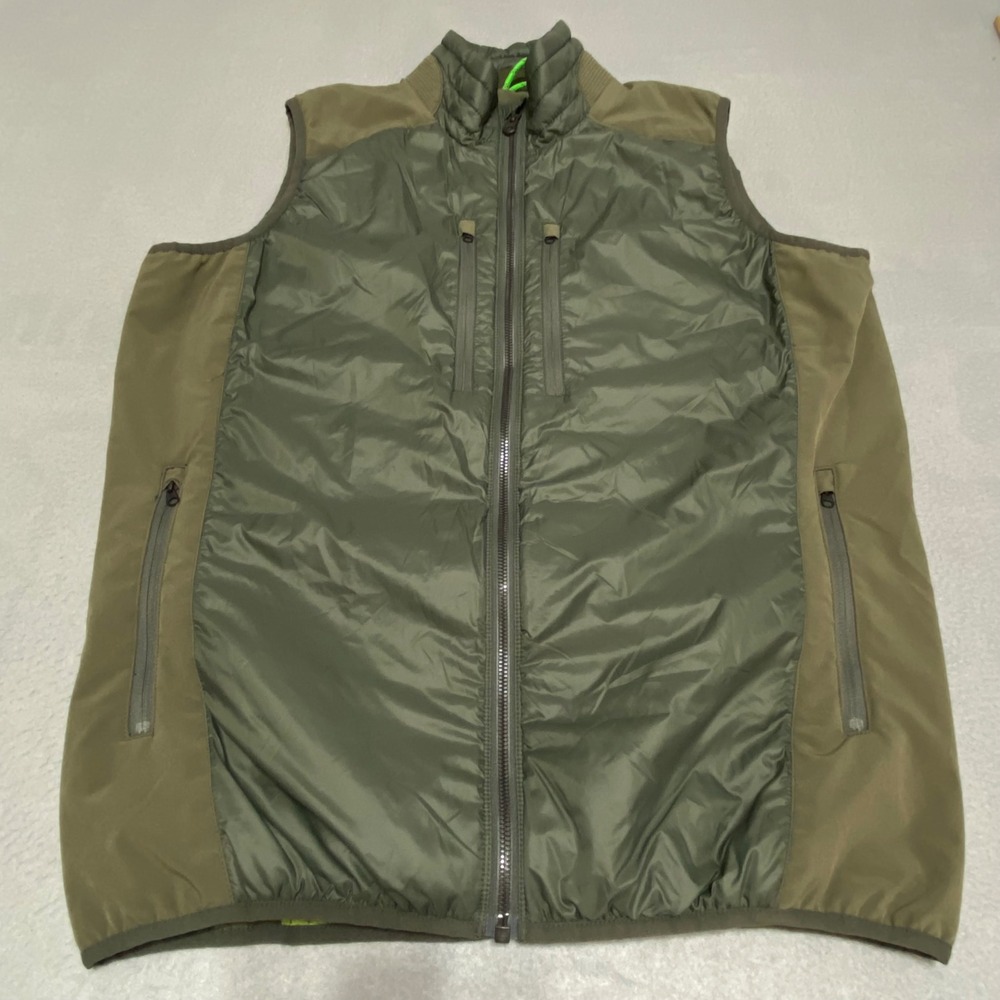 KUHL Projekt Mens Medium Olive Green Hybrid Quilted Puffer Vest Full Zip Pockets